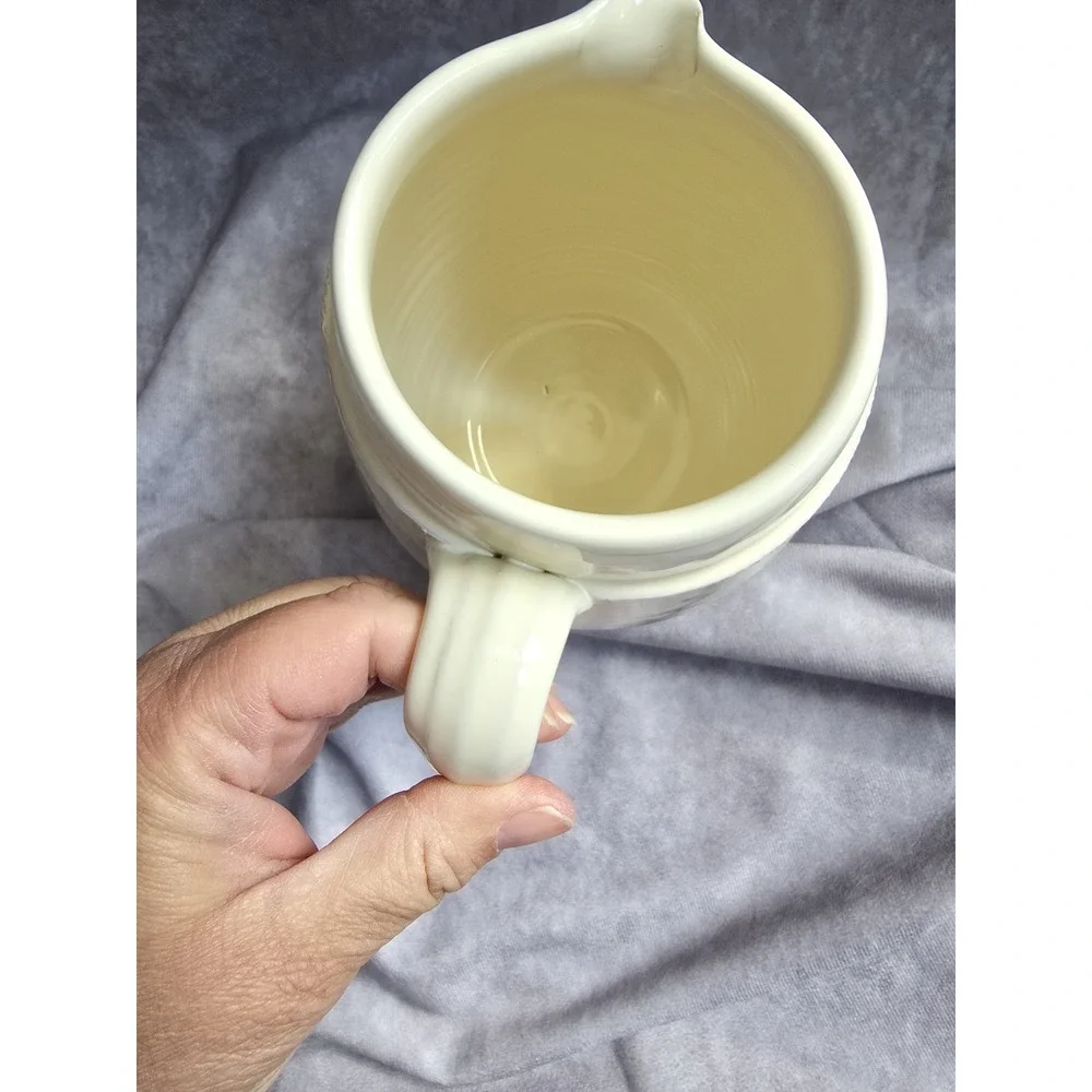 Pier 1 Stoneware Cream DecorativPitcher Off White Ivory Farmhouse Cottage Style
